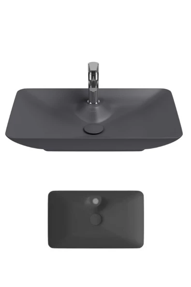 İsvea Isvea Sistemay Clear 65 Cm Antrasit Tezgah Üstü Lavabo