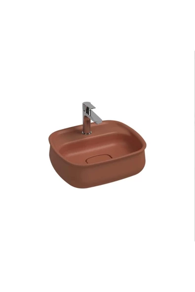 İsvea Isvea Fluido Tezgah Üzeri Çanak Lavabo 47Cm Bas-Aç Set Terracotta