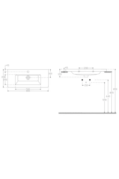 Ece Banyo Ece Snow 80x35 Cm Dolap Uyumlu Lavabo (10Ps51080) - 2