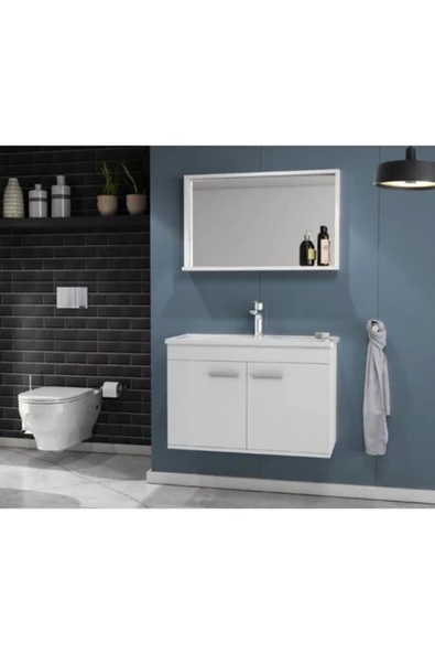 Evdeniste Ece Banyo Rubino Banyo Dolabı Beyaz 80 Cm