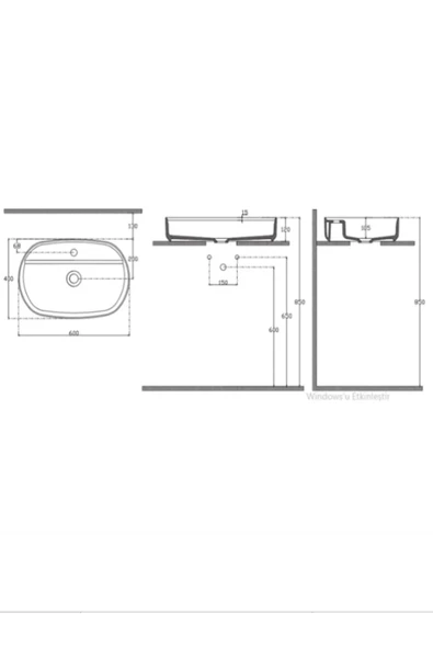 İsvea Infinity Batarya Delikli Tezgah Üstü 60 Cm Lavabo Mavi Extra 10Nf65060 - Resim 2