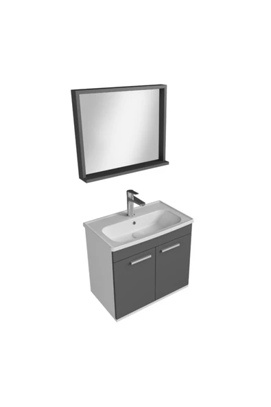 Ece Banyo Rubino Banyo Dolabı Beyaz - Antrasit 60 Cm - 5