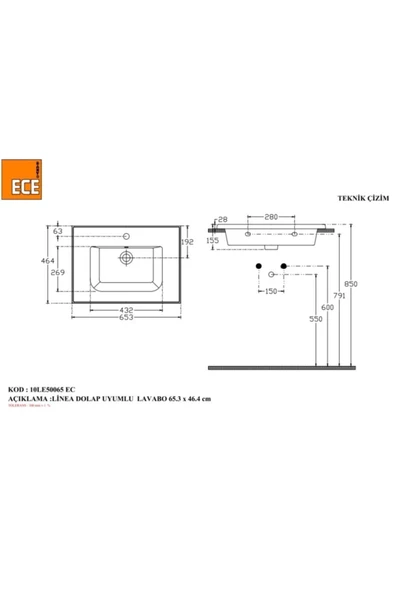 Ece Banyo Linea 65 Cm Lavabo - 2