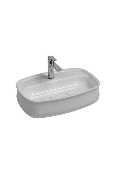 İsvea Isvea Fluido Tezgah Üzeri Çanak Lavabo 60Cm Bas-Aç Mat Beyaz