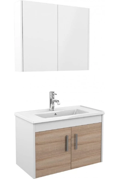 Ece Banyo Gama 80 Cm Banyo Dolabı - Sonomo Meşe/Beyaz - 4