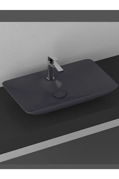 İsvea Isvea Sistemay Clear 65 Cm Antrasit Tezgah Üstü Lavabo - Resim 2