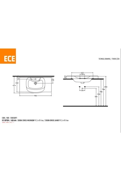 Ece Banyo Sekura Lavabo 91 Cm - 2