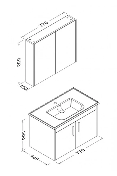 Ece Banyo Gama 80 Cm Banyo Dolabı - Sonomo Meşe/Beyaz - 3