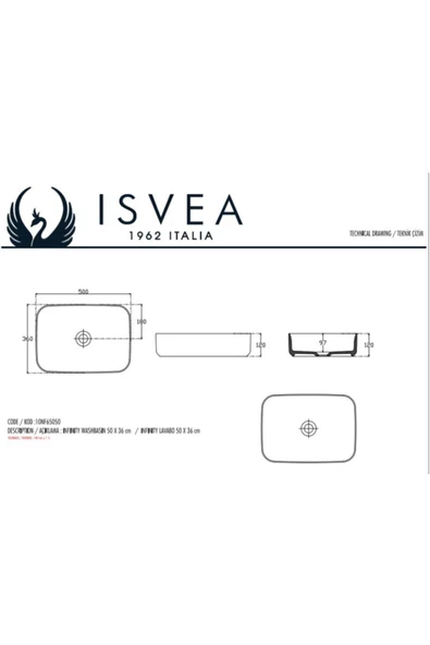 İsvea Isvea Infinity 50 Cm Tezgahüstü Lavabo-Antrasit - Resim 2