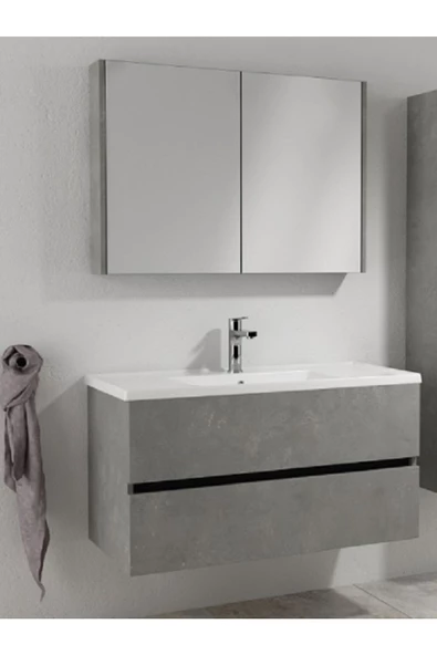 İsvea Kopya - Trio+ 80 Cm Banyo Dolabı 100 Cm Çift Çekmeceli Alt Üst Modül