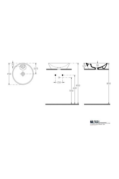 İsvea Sistemay Soft 45 Cm Tezgahüstü Lavabo - Antrasit - Resim 2