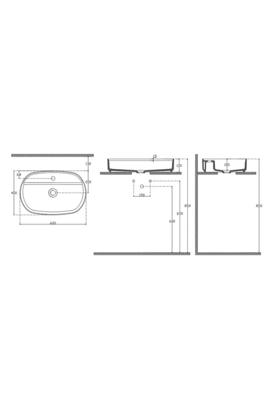 İsvea İnfinity Mat Beyaz Tezgah Üstü 60 Cm Lavabo - Resim 2