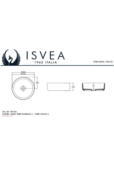 İsvea Infinity 36 Cm Tezgahüstü Lavabo Mint - Resim 3