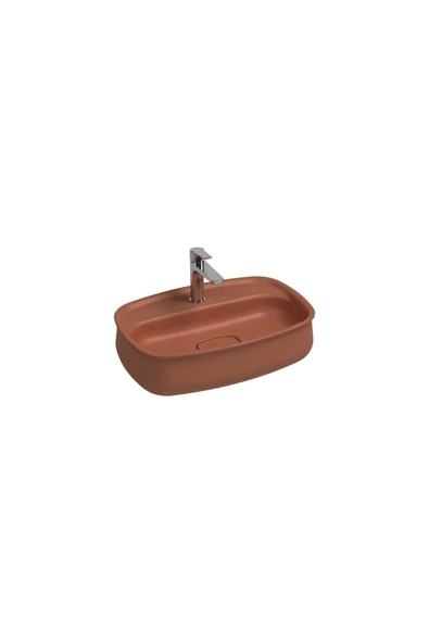 İsvea Isvea Fluido Tezgah Üzeri Çanak Lavabo 60Cm  Bas-Aç Set Terracotta - Resim 2
