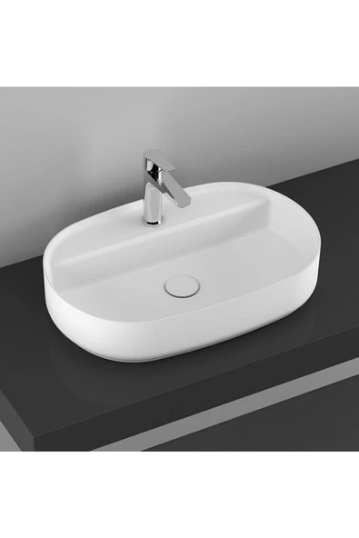 İsvea İnfinity Mat Beyaz Tezgah Üstü 60 Cm Lavabo