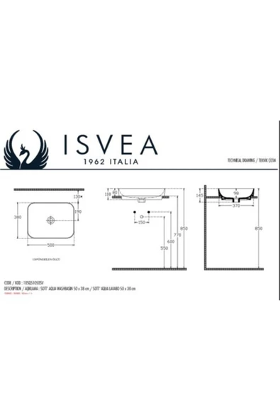 İsvea Isvea Sott Aqua Tezgahüstü Lavabo 50 Cm - Resim 2