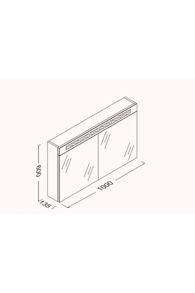 İsvea Isvea 100 Cm M7 Ayna Kapaklı Üst Dolap (Kumlamalı, Ledli) - 2