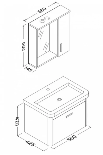 Ece Banyo Note Smart 60 Cm Banyo Dolabı - Beyaz - 3