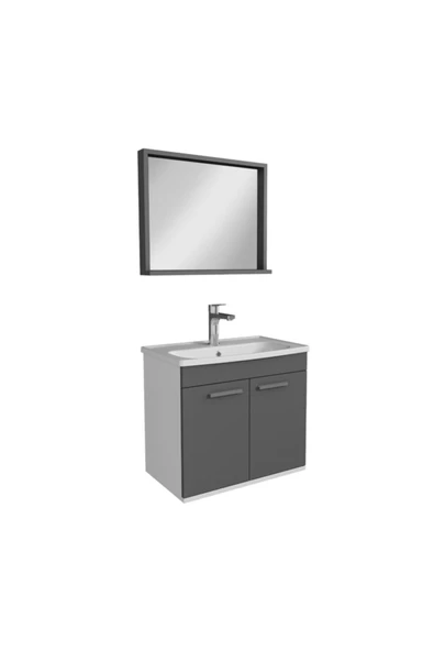 Ece Banyo Rubino Banyo Dolabı 80 Cm Set Antrasit - 2