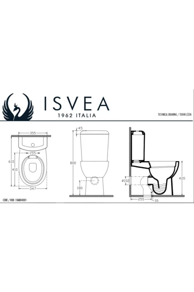 İsvea İtalya Isvea Absolute Smartrim Duvara Sıfır Kanalsız Klozet Rezervuar Soft Kapak İç Takım - Resim 3