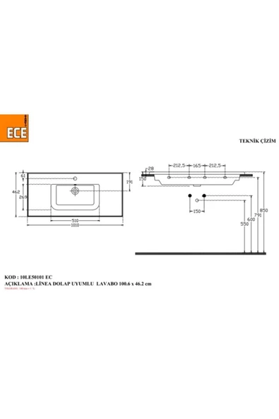 Ece Banyo Linea 101 Cm Lavabo - 2