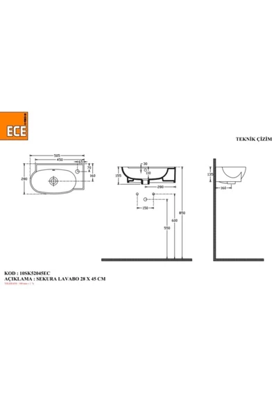 Ece Banyo Sekura 45 Cm Lavabo - 2