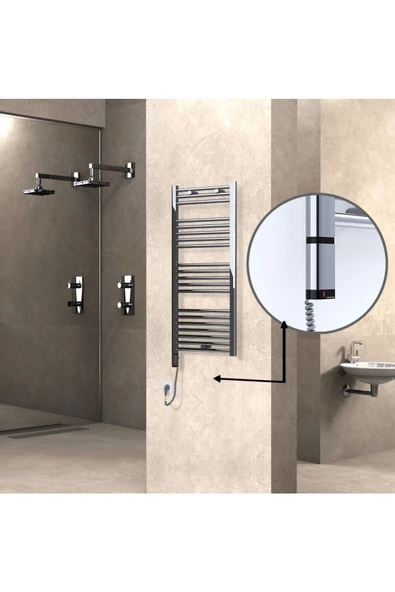 Radiva Haiti Elektrikli Havlupan 300 Watt 500X1100 Düz Krom (Oned On/Off Termostatlı) Sol