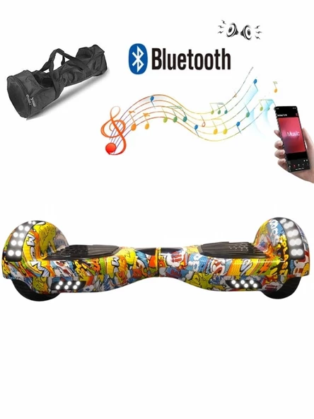 CityMate Elektrikli Kaykay Full Ledli Hoverboard Bluetooth Hoparlörlü 6.5 Inch Desen25