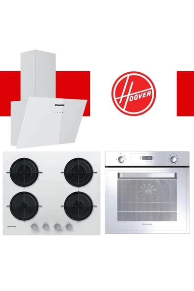 Hoover 3lu Beyaz Cam Ankastre Set (HOT3051WI/E FIRIN/HVW6MW SETUSTU OCAK/HDG6C1GWTK/1 DAVLUMBAZ)