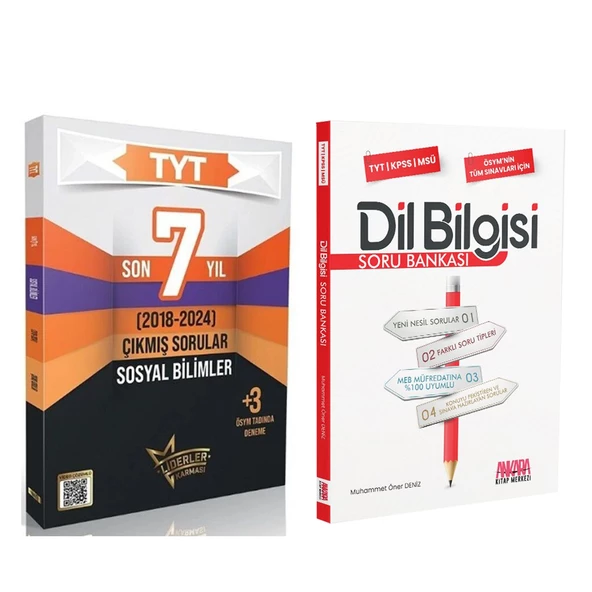 Liderler Karması TYT Sosyal Bilimler Çıkmış Sorular Son 7 Yıl ve AKM Dil Bilgisi Soru Bankası Seti 2 Kitap