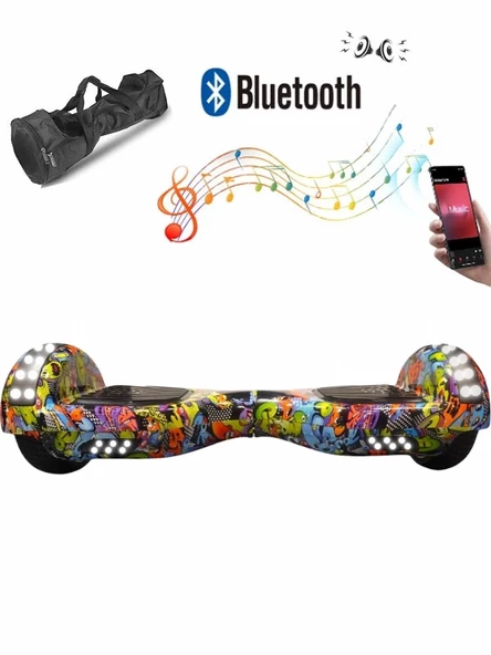 CityMate Elektrikli Kaykay Full Ledli Hoverboard Bluetooth Hoparlörlü 6.5 Inch Desen22