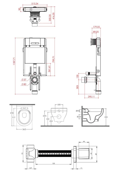 İsvea Isvea Soluzione Xx Rimless - Kanalsız Asma Klozet - Gömme Rezervuar Set - Mat Krom Kapaklı-5 Parça - 5