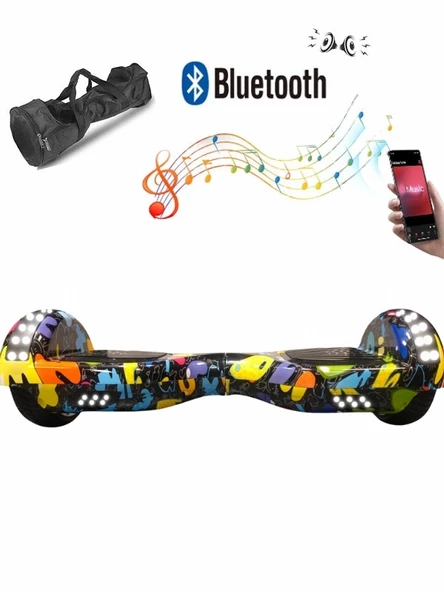 CityMate Elektrikli Kaykay Full Ledli Hoverboard Bluetooth Hoparlörlü 6.5 Inch Desen08