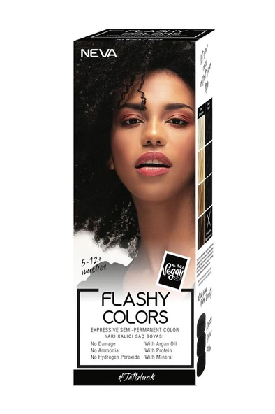 Neva Flashy Colors Yarı Kalıcı Saç Boyası Jet Black / Siyah 100 ml