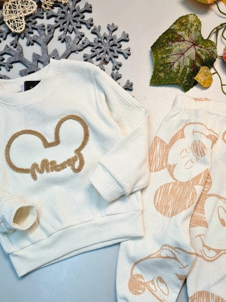 Erkek Bebek Ve Çocuk Mickey Baskılı Alt Üst Eşofman Takımı - 2
