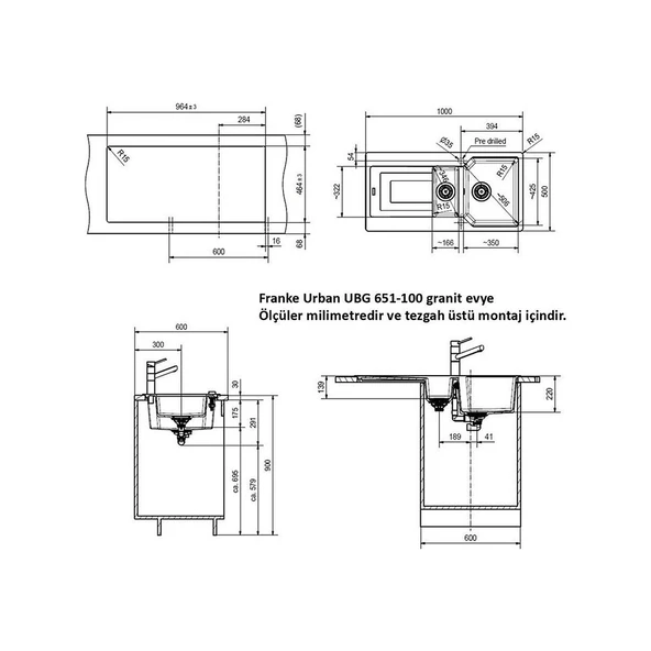 Urban Ubg 651-100 Granit Nero Eviye, Active Plus Doccia Nero Armatür - 5