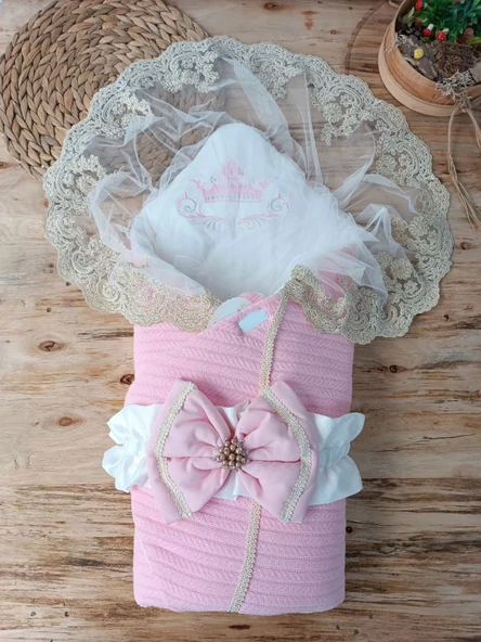 Yenidoğan Tericotton Örgülü Trilüx Bebek Battaniyesi Kundak Pembe ürün görseli