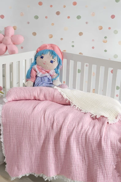 7 Kat Dolgulu Müslin Bebek Yorganı 120 X 120 - 5