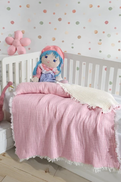 7 Kat Dolgulu Müslin Bebek Yorganı 120 X 120 - 4