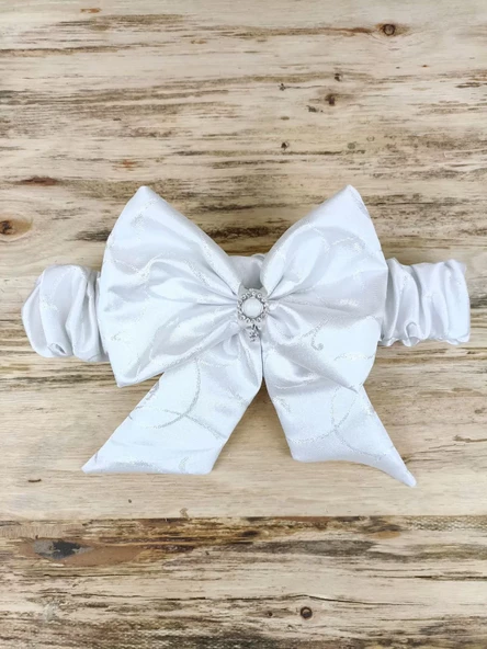 Yenidoğan Pırıltı Taç Nakışlı İnci Delüks Kundak Bebek Battaniyesi Ekru - Resim 5