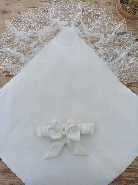 Yenidoğan Sahra My Princess Nakışlı Lüks Kundak Bebek Battaniyesi Ekru - Resim 3