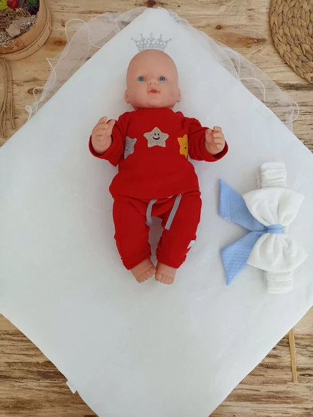 Yenidoğan Bal Peteği My Prince Taç Nakışlı Delüks Kundak Bebek Battaniyesi Mavi - 4