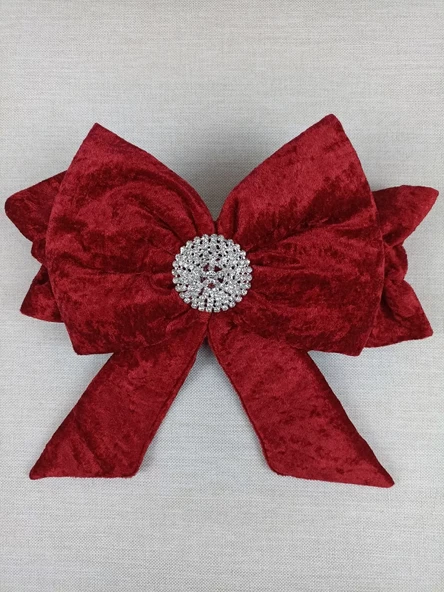 Yenidoğan Saray Kadife Taç Nakışlı İnci Fiyonklu Dantel Duvak Trilüks Kundak Bebek Battaniye Bordo - Resim 7