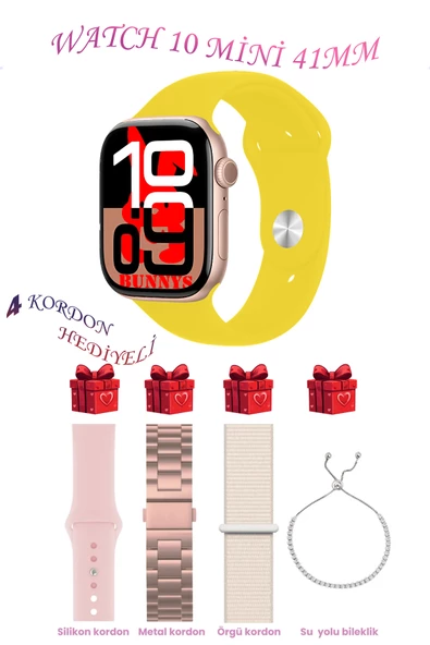 Xiaomi 11 Uyumlu Sarı Akıllı Saat Watch 10 Mini Kordon Hediyeli AMOLED EKRAN 41MM