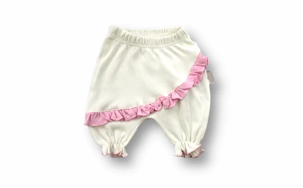 6-9 9-12 12-18 Ay Çiçek Nakışlı Roman Şalvar Bandanalı Kısa Kollu Sweat 3lü Kız Bebek Takımı Pembe - 3