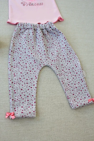 3-6 6-9 9-12 Ay Full Star Nakışlı Şapkalı Uzun Kollu Sweat 3lü Erkek Bebek Takımı Pembe - Resim 3