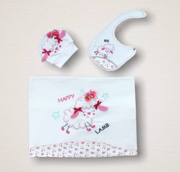 Kıvırcık Kuzu Nakışlı 10lu Zıbın Takımı Hastane Çıkışı Ekru - 2