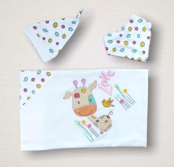 Love Zürafa Nakışlı 10lu Zıbın Takımı Hastane Çıkışı Ekru - 2