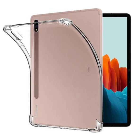 Smody Samsung Galaxy X800 Tab S8 Plus 12.4 İle Uyumlu Kılıf Kenar Korumalı Şeffaf Silikon