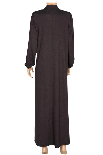 Hesna Kadın Pekay Petek Dokulu Derili Aksesuarlı Kahverengi Pardesü - Resim 4